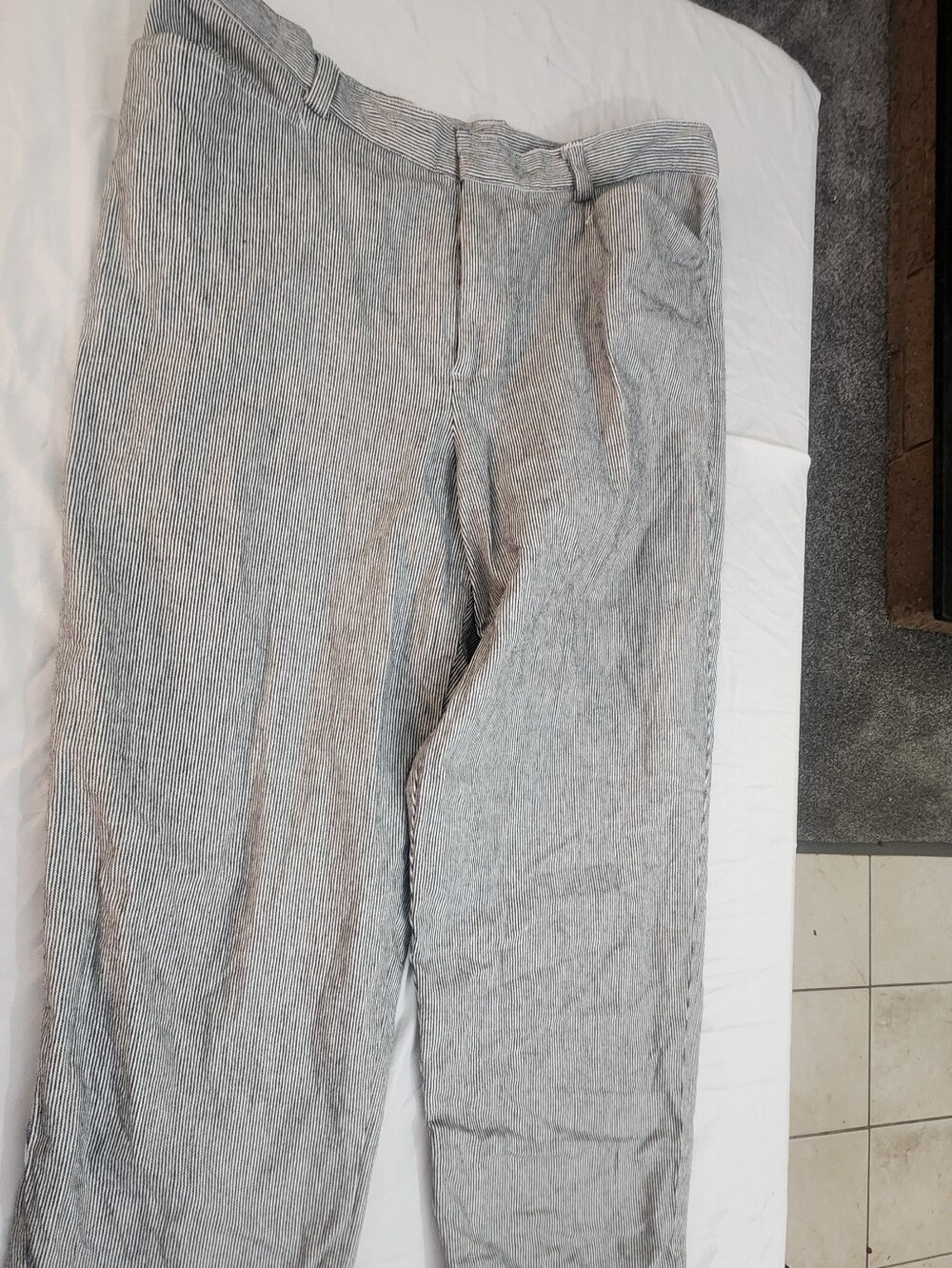 Rafaella Striped Pleated Pants Latch Hook Button Zip Waist 16" Size 12 Length 36
